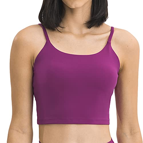 Lemedy Damen Gepolsterter Sport-BH Fitness Workout Laufen Shirts Yoga Tank Top, Rot-Violett, Medium von Lemedy
