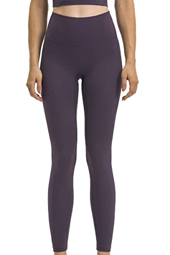Lemedy Damen hohe Taille Tight Yoga Pants Workout sportliche Leggings (Dunkles Violett, M) von Lemedy
