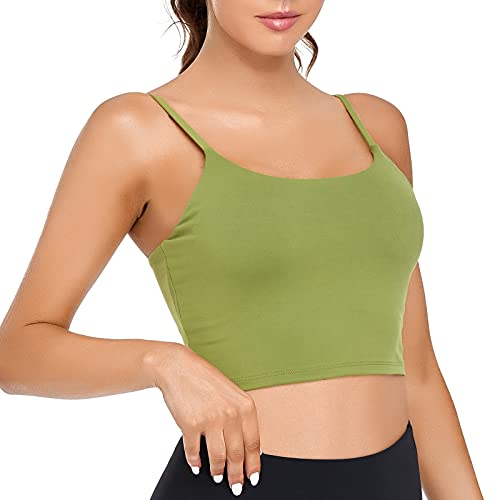 Lemedy Gepolsterter Sport-BH für Damen, Fitness, Workout, Lauf-Shirts, Yoga, Tanktop, Grasgrün, Medium von Lemedy