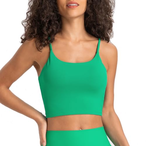 Lemedy Gepolsterter Sport-BH für Damen, Fitness, Workout, Lauf-Shirts, Yoga, Tanktop, Grün , small von Lemedy