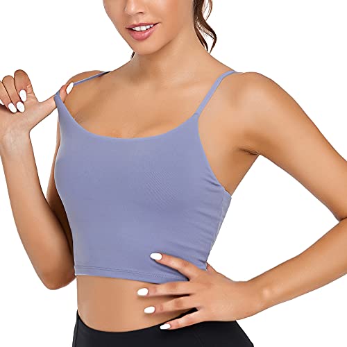 Lemedy Gepolsterter Sport-BH für Damen, Fitness, Workout, Lauf-Shirts, Yoga, Tanktop, Lavendel, M von Lemedy