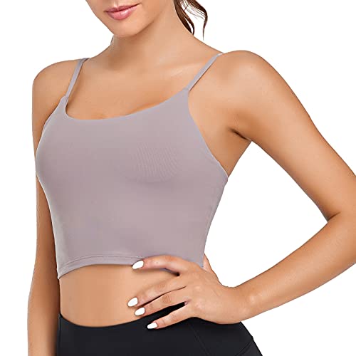 Lemedy Gepolsterter Sport-BH für Damen, Fitness, Workout, Lauf-Shirts, Yoga, Tanktop, Lavendelgrau, Large von Lemedy