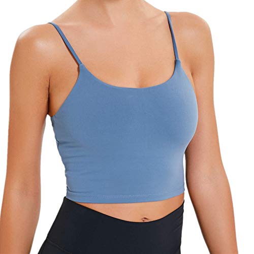 Lemedy Sport-BH, für Damen, gepolstert, Fitness, Workout, Laufshirt, Yoga, Tanktop - Blau - Medium von Lemedy