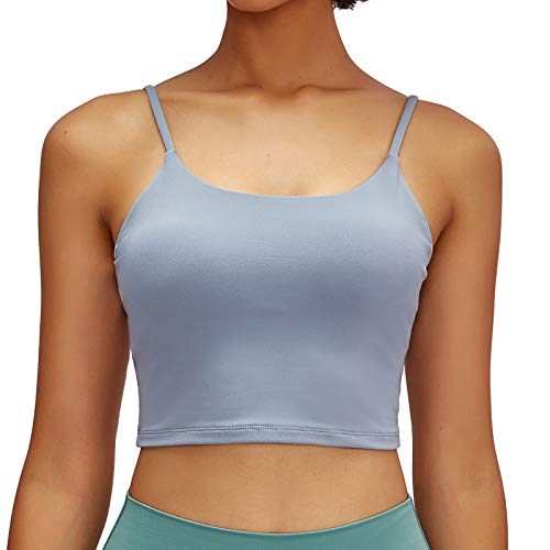 Lemedy Sport-BH, für Damen, gepolstert, Fitness, Workout, Laufshirt, Yoga, Tanktop - Blau - small von Lemedy