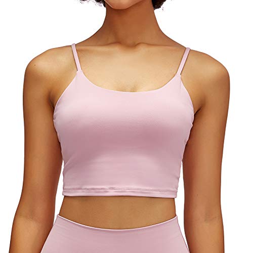 Lemedy Sport-BH, für Damen, gepolstert, Fitness, Workout, Laufshirt, Yoga, Tanktop - Pink - Large von Lemedy