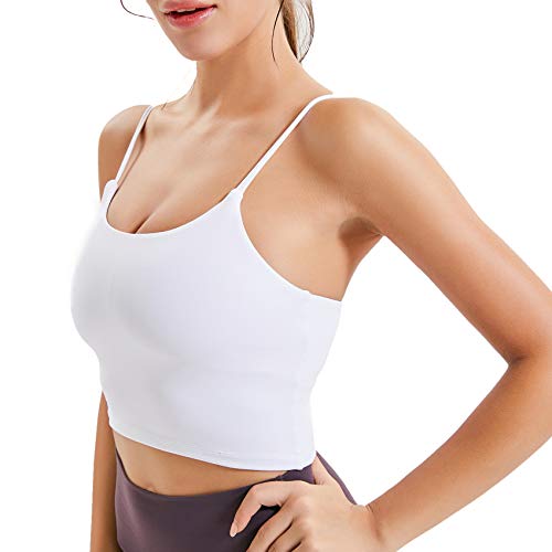 Lemedy Sport-BH, für Damen, gepolstert, Fitness, Workout, Laufshirt, Yoga, Tanktop - Weiß - Medium von Lemedy