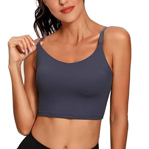 Lemedy Sport-BH mit verstellbarem Riemen, gepolstertes Tanktop, Workout, Yoga, Fitnessstudio, Laufen - Blau - X-Large von Lemedy