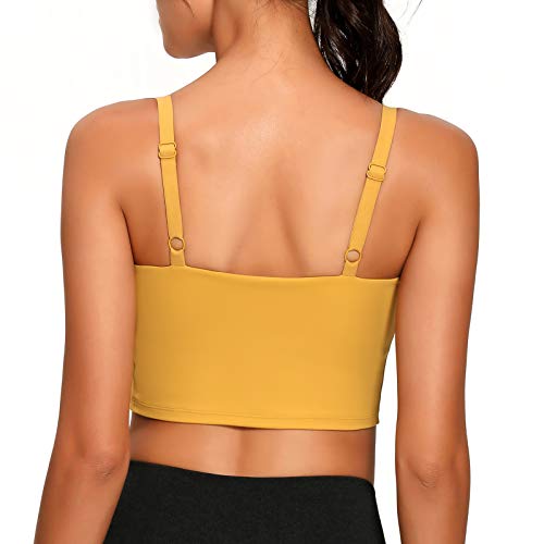 Lemedy Sport-BH mit verstellbarem Riemen, gepolstertes Tanktop, Workout, Yoga, Fitnessstudio, Laufen - Gelb - Medium von Lemedy