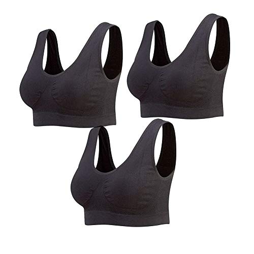 Lemef 3er-Pack Nahtlose Sport-BHS, drahtlose Yoga-BHS mit herausnehmbaren Pads Gr. 4X-Large, 3* Schwarz von Lemef