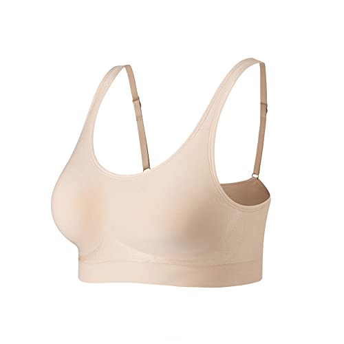 Lemef Damen BH Ohne Bügel Bügelloser BH Bustier Gepolstert Wohlfühl-BH 1*Beige, M von Lemef