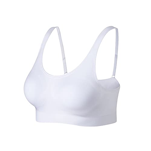 Lemef Damen BH Ohne Bügel Bügelloser BH Bustier Gepolstert Wohlfühl-BH 1*Weiß, 2XL von Lemef