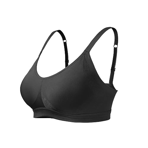 Lemef Damen BH Ohne Bügel Bügelloser Unterarmglättung T-Shirt BH Bustier Gepolstert Wohlfühl-BH, Schwarz, 3XL von Lemef