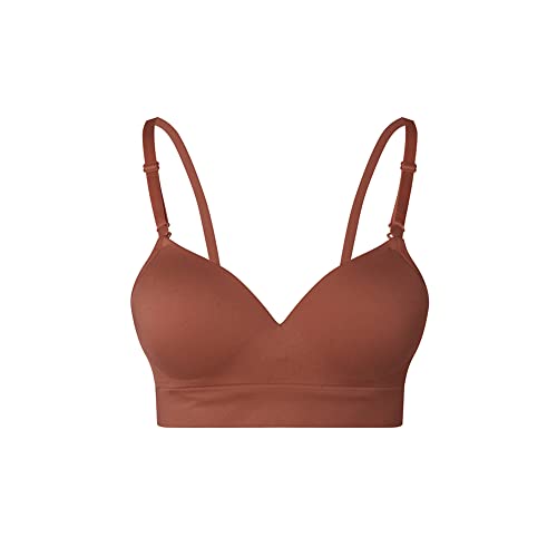 Lemef Damen BH Ohne Bügel Bügelloser gepolstert Bustiers Braun L von Lemef