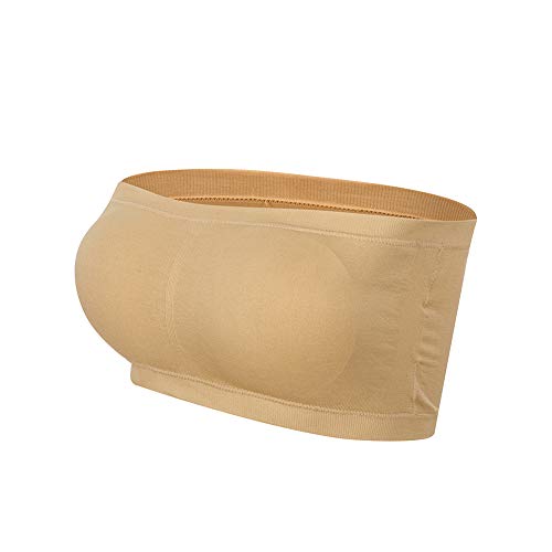 Lemef Damen Seamless Sport BH Tube Top Abnehmbare Padding Bandeau(S, Hautfarbe) von Lemef