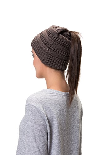 Lemef Damen Wintermütze Mütze Beanie Hat Cap Gestrickte mit Zopfloch Pferdeschwanz von Lemef