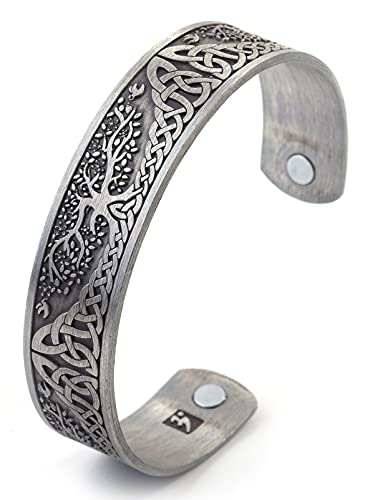 Lemegeton Yggdrasil World Tree of Life Armband Gesundheitsschutz Armreif Armreif für Herren (Antikes Silber) von Lemegeton
