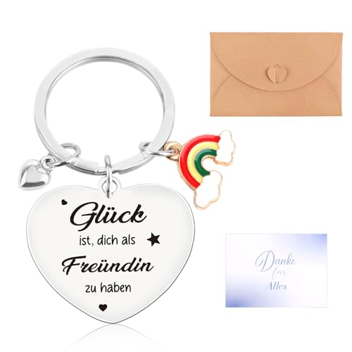 Lemicin Freundschaft Geschenke Schlüsselanhänger Freundin: Schlüsselanhänger Beste Freundin mit Karte und Umschlag für Freundinnen zum Geburtstag Weihnachten Abschiedsfeier von Lemicin