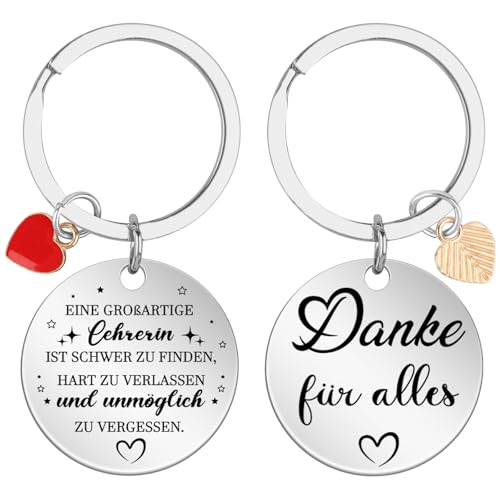 Lemicin Schlüsselanhänger Lehrerin Geschenk Abschied - Dankeschön Geschenke Erzieherin Abschiedsgeschenk Grundschule mit Glückswunschkarte und Umschlag von Lemicin