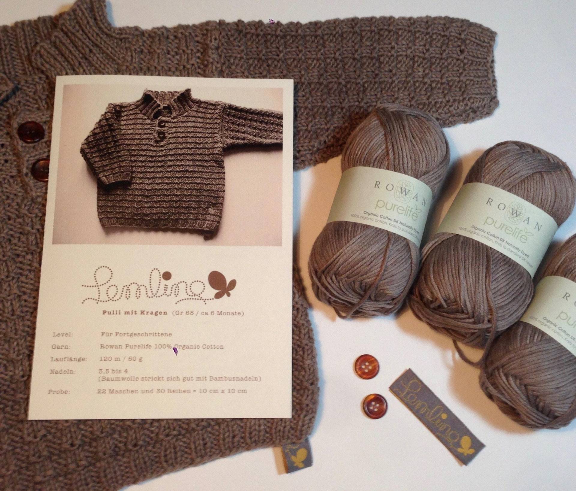 Diy Strick-Kit Bio Retro Pulli Mit Kragen Gr 68 Diy Strick-Kit Bio Retro Pulli Mit Kragen Gr 68 von Lemling