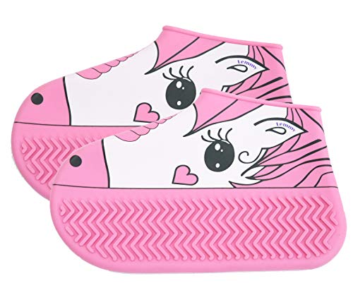 Lemmy wasserdichte Silikon Überschuhe, Überziehschuh Kinder,Schuhüberzieher Kinder,waschbar,rutschfest. Geeignet für Regen,Schnee,Schlamm, Sand. (155, Einhorn) von Lemmy