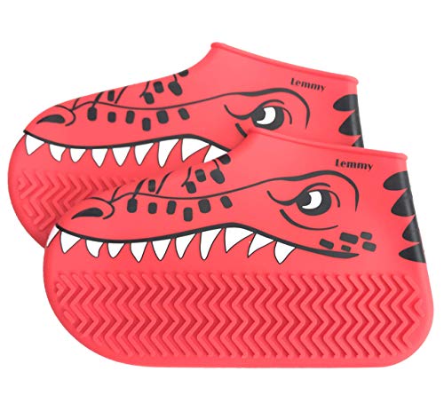 Lemmy wasserdichte Silikon Überschuhe Kinder, einmalig, Überziehschuh Kinder,Schuhüberzieher Kinder,waschbar,rutschfest. Geeignet für Regen,Schnee,Schlamm, Sand. (155, Rot) von Lemmy