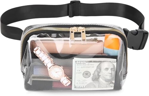 Transparente Tasche für Damen und Herren, von Stadien genehmigt, mit verstellbarem Gurt, modische Hüfttasche für Festivals, Spiele, Reisen und Konzerte, klare Tasche, transparent, durchsichtig Transparente Tasche für Damen und Herren, von Stadien genehmigt, mit verstellbarem Gurt, modische Hüfttasche für Festivals, Spiele, Reisen und Konzerte, klare Tasche, transparent, durchsichtig von LemoVoz