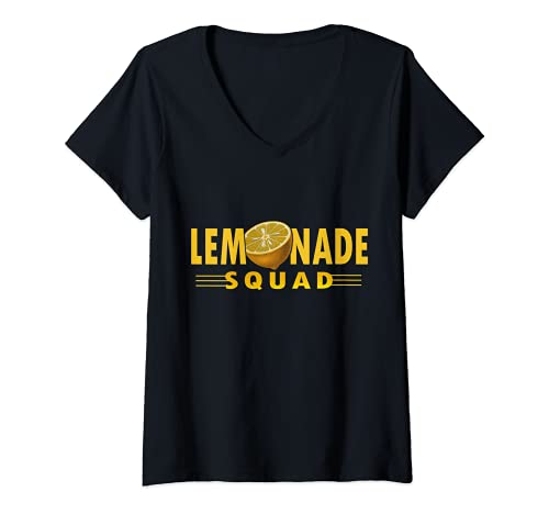 Damen Yellow Lemon Fruit Lemonade Squad Summer Vacation Lemons T-Shirt mit V-Ausschnitt von Lemon Lemonade Squad