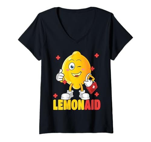 Damen Lemonaid Lustiges medizinisches Erste-Hilfe-Krankenschwester-Wortspiel T-Shirt mit V-Ausschnitt von LemonAid Medical Humor Nurse Paramedic