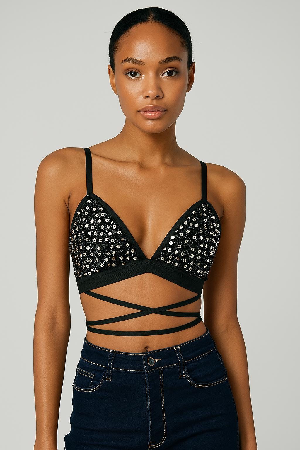 Crop Top Mit Pailletten Bestickt Und Verziert, Bandeau, Meerjungfrau Einhorn Reflektierende Festival Tragen von LemonDaisyUK