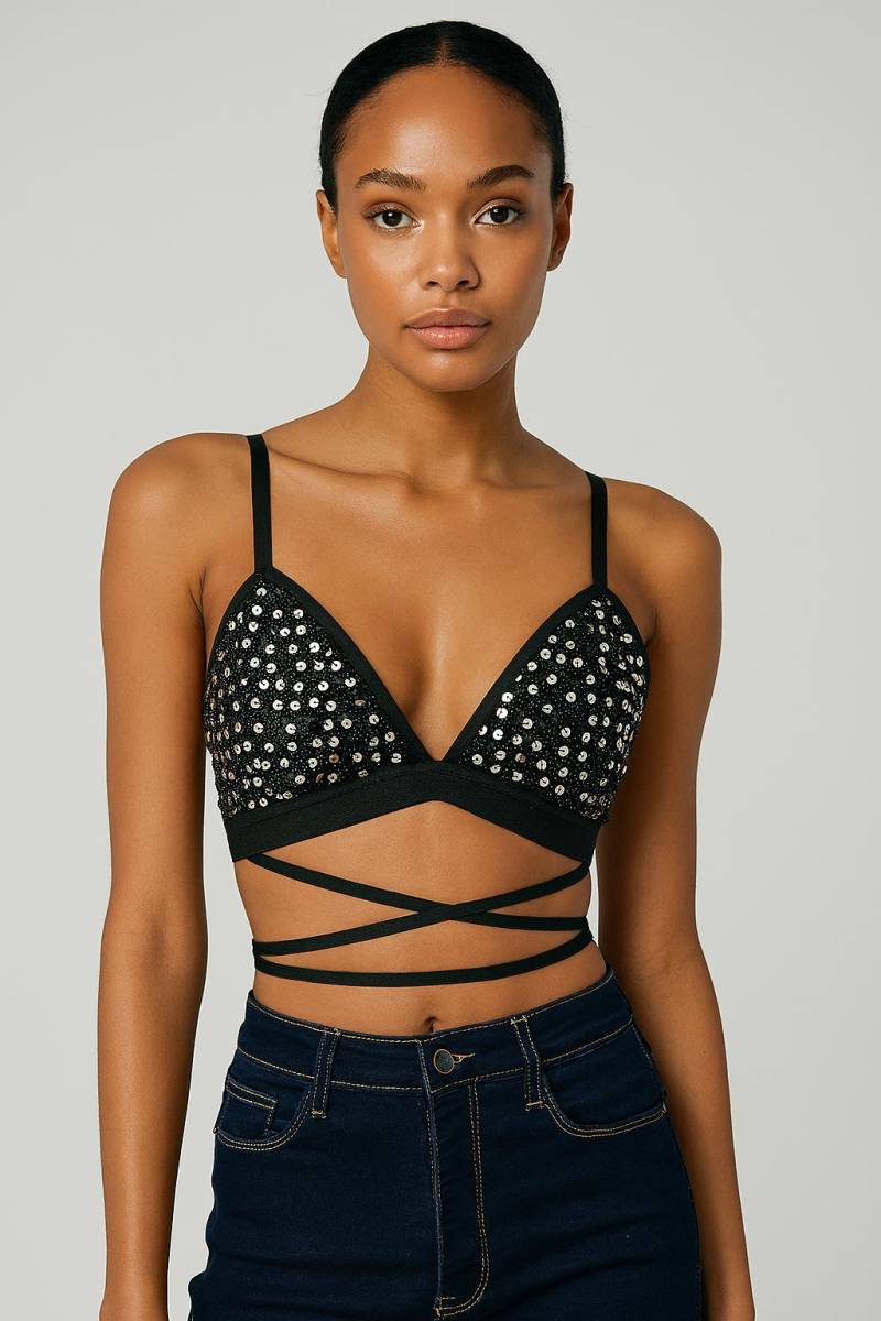 Crop Top Mit Pailletten Bestickt Und Verziert, Bandeau, Meerjungfrau Einhorn Reflektierende Festival Tragen von LemonDaisyUK