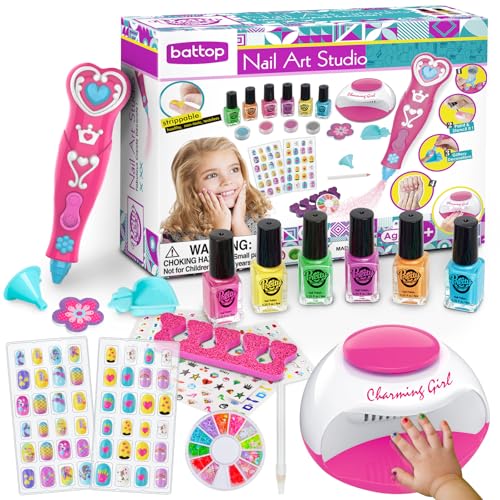 LemonDream Nagelstudio Kinder Mädchen Geschenke Mädchen 7-12 Jahre Nagellack Kinder Spielzeug Mädchen Schminke Kinder Mädchen für Geburtstag Weihnachten Halloween Party von LemonDream