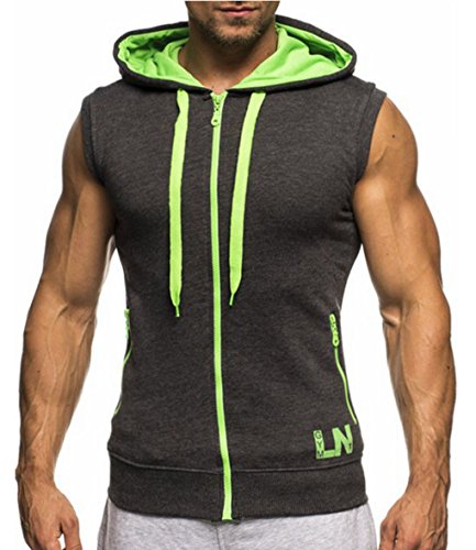 LemonGirl Herren Kapuzenpullover Bodybuilding Sleeveless Hoodie Gym Tank Top von LemonGirl