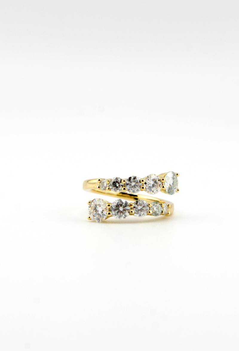 Verstellbarer Doppel Moissanit Ring 18K Vergoldetes Sterling Silber Verstellbarer Doppel Moissanit Ring 18K Vergoldetes Sterling Silber von LemonLuxStudio