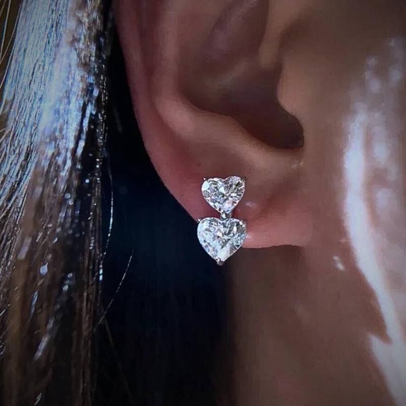 Moissanit Herz Ohrringe 18K Vergoldeter Sterling Silber Braut Schmuck von LemonLuxStudio