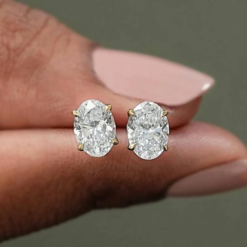 Moissanit Ohrstecker Ohrringe 925 Sterling Silber Solitär, Gra Zertifiziert von LemonLuxStudio
