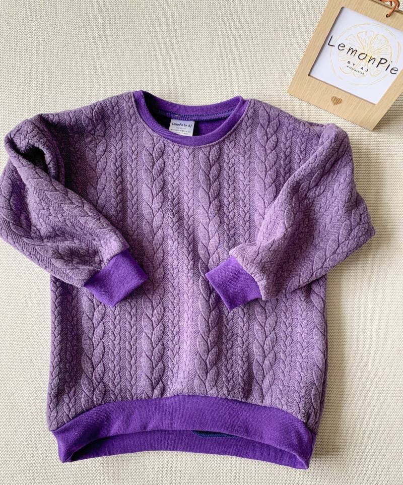 Pullover Mit Zopfmuster Für Babys Und Kinder Bis Gr. 122 - Jacquard Sweat Lila Sweater von LemonPieByAJ