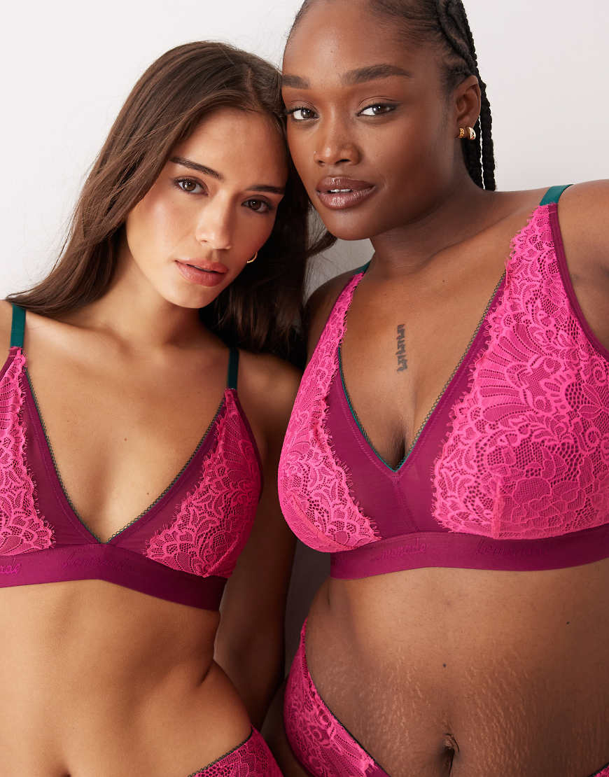 Lemonade Dolls - Fuller Bust - Synergy - Bustier aus Spitze und Mesh in Burgunderrot und Rosa-Bunt von Lemonade Dolls