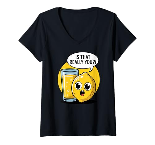 Damen Lustiger Zitronen-Cartoon-Lemonade-Witz T-Shirt mit V-Ausschnitt Damen Lustiger Zitronen-Cartoon-Lemonade-Witz T-Shirt mit V-Ausschnitt von Lemonade Lover Lemon Humor
