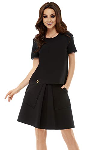 Lemoniade Damen Kleid/Set aus Rock und Top bzw. Bluse (made in EU) in auffälligem Design, Modell 3 Schwarz 2-teilig, M (38) von Lemoniade