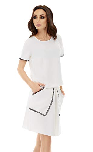 Lemoniade Damen Kleid/Set aus Rock und Top bzw. Bluse (made in EU) in auffälligem Design, Modell 3 Ekru 2-teilig, M (38) von Lemoniade