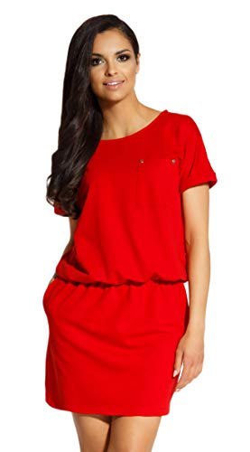 Lemoniade Damen Sommerkleid mit ausgefallenem Schnitt, Modell 10 Rot, Gr. L von Lemoniade