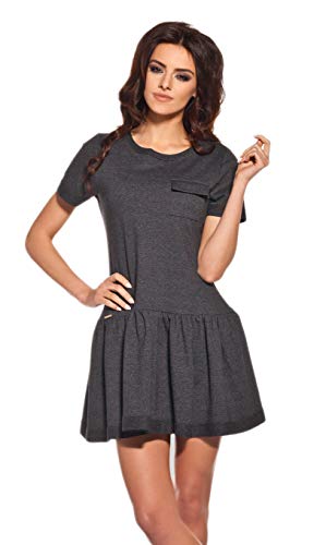 Lemoniade Damen Sommerkleid mit ausgefallenem Schnitt, Modell 5 Dunkelgrau, Gr. M von Lemoniade