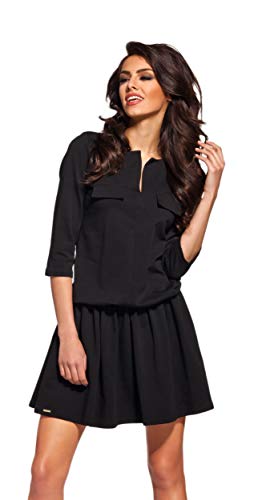 Lemoniade Damen modisches Winter- / Herbstkleid Langarm (Made in EU) mit ausgefallenen Details, Modell 3 Schwarz, Gr. M von Lemoniade