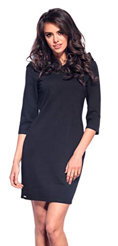 Lemoniade Damen modisches Winter- / Herbstkleid Langarm (Made in EU) mit ausgefallenen Details, Modell 2 Schwarz, Gr. M von Lemoniade