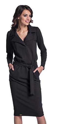Lemoniade Damen modisches Winter- / Herbstkleid Langarm (Made in EU) mit ausgefallenen Details, Modell 7 Schwarz, Gr. XL von Lemoniade