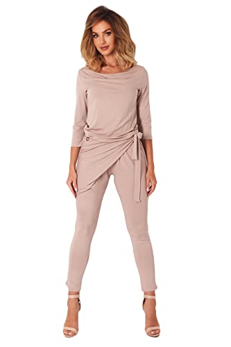 Lemoniade eleganter Jumpsuit mit modischem Schnitt und ausgefallenen Details, Modell 2 Cappuccino, Gr. S von Lemoniade