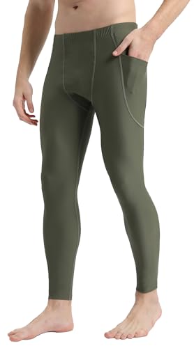 LSF 50+ Herren Surfleggings Sonnenschutz Schwimmhose, Grün (Army Green), XXL von Lemorecn