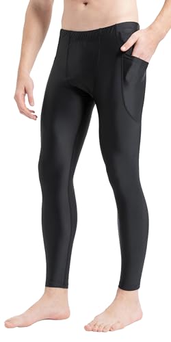 LSF 50+ Herren Surfleggings Sonnenschutz Schwimmhose, Schwarz, verbesserte Version, M von Lemorecn