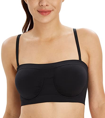 Lemorosy Damen Bralette Nahtloser Ungepolstert Bandeau Bügel Multiway BH(Schwarz XXL) von Lemorosy