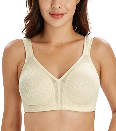 Lemorosy Damen Komfort Vollschalen Ungepolstert Ohne Bügel Klassischer BH (110C, Beige) von Lemorosy